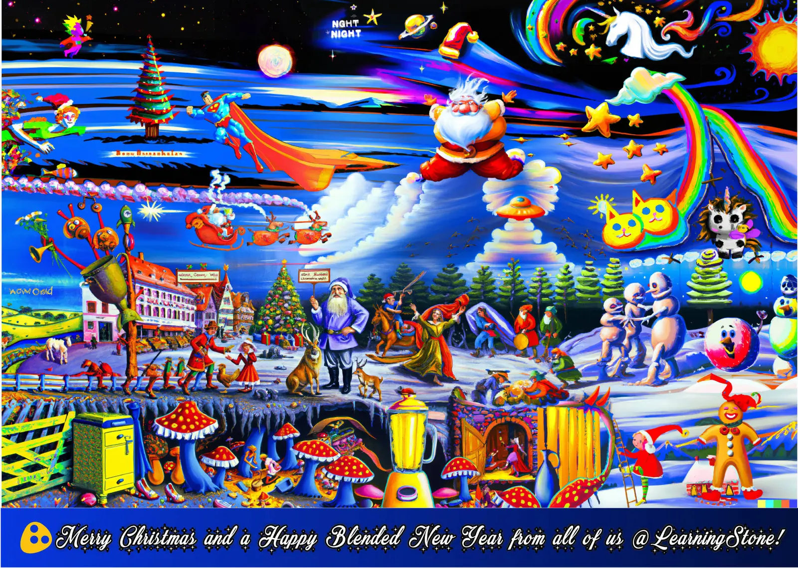 Christmas 2022 elves are having a snowfight around a yellow blender.jpg